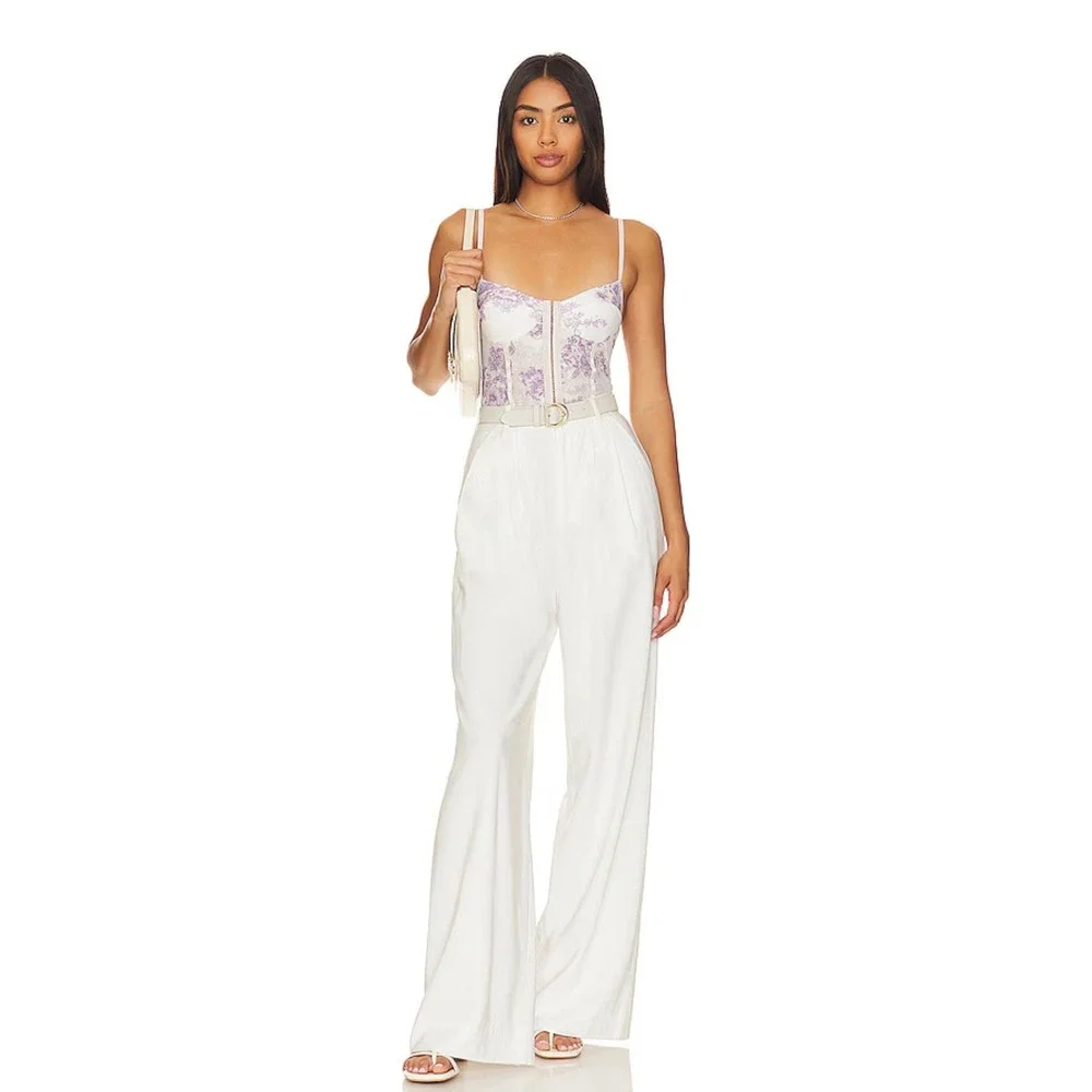 Free‎ People Floral Night Rhythm Corset Bodysuit Women Medium Ivory Combo NWT